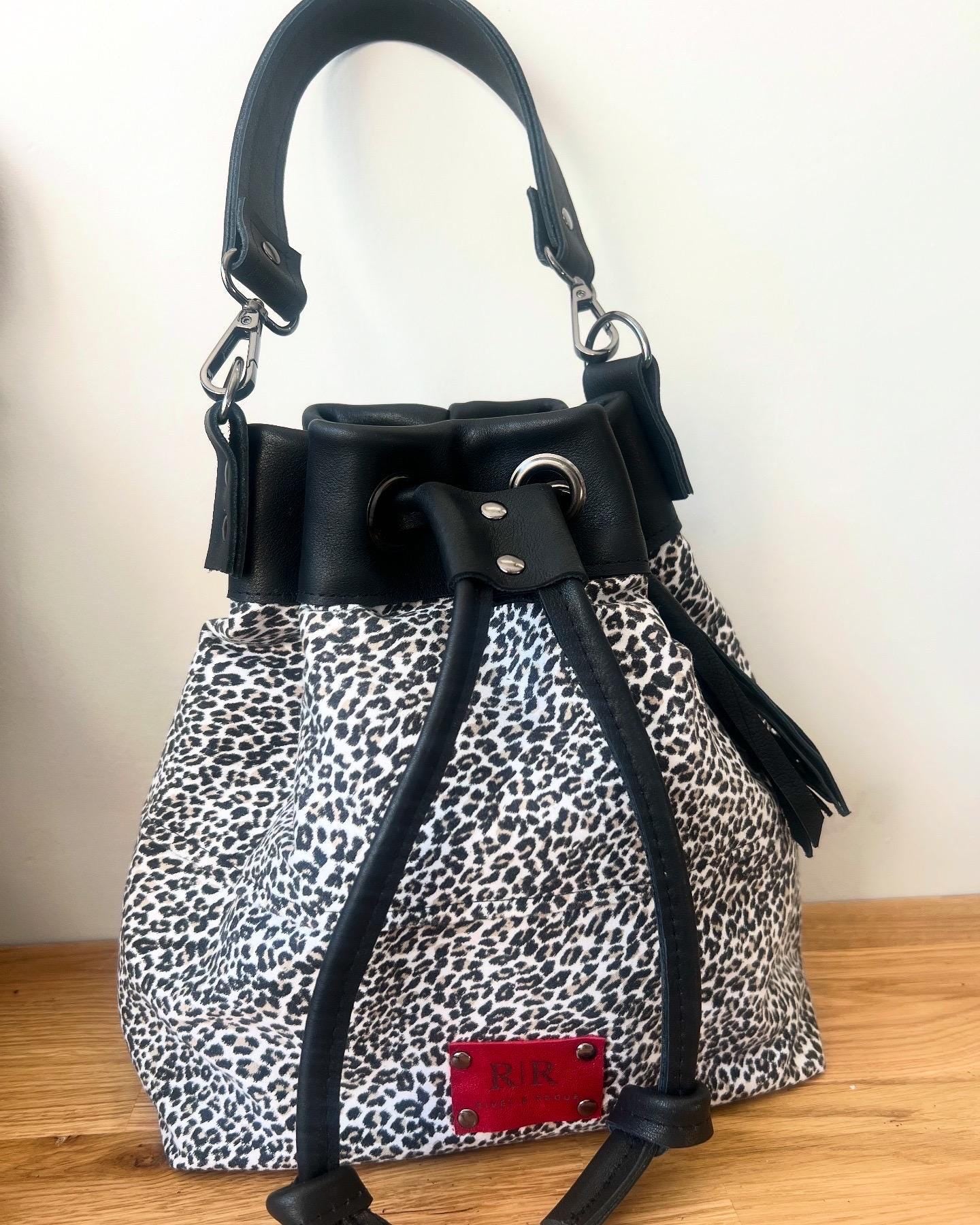 Handcrafted Leather & Denim Handbag Bucket Bag