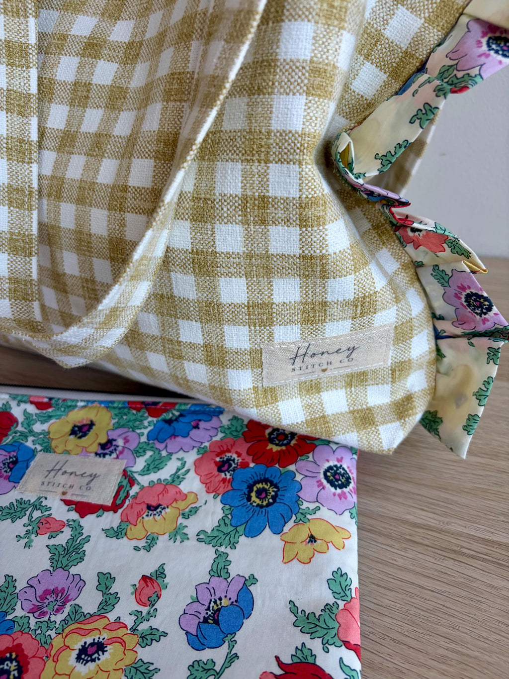 Liberty Madeline Rainbow Tote Bag | Handmade Floral Tote with Matching Pouch & Scrunchie | Everyday Shoulder Bag | Gift for Her