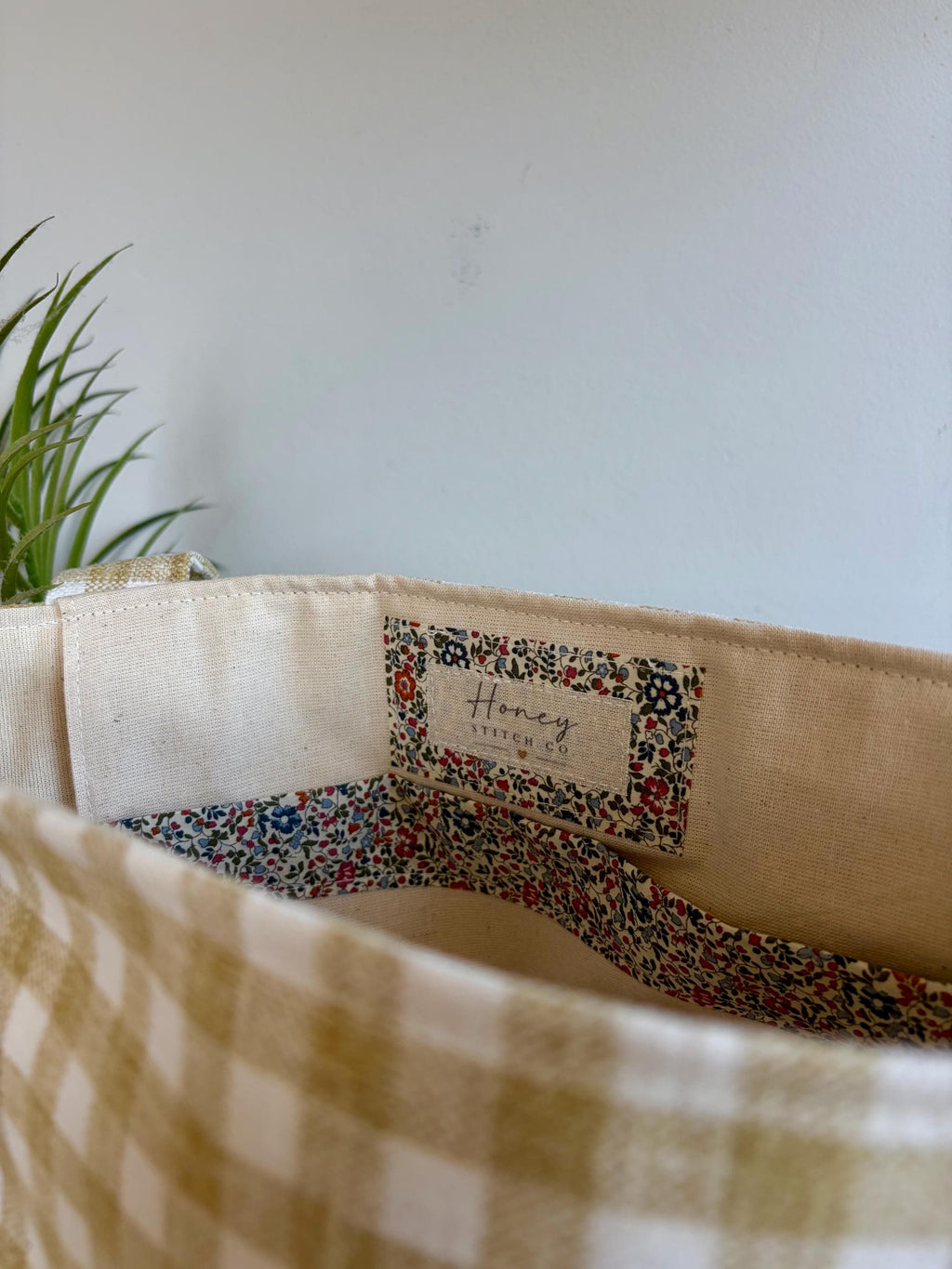 Liberty Katy and Millie Ruffle Tote Bag – Gingham and Floral | Honey Stitch Co. Collection | Handmade Tote