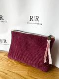 Maroon jumbo cord make-up bag with contrasting Tilda lining.